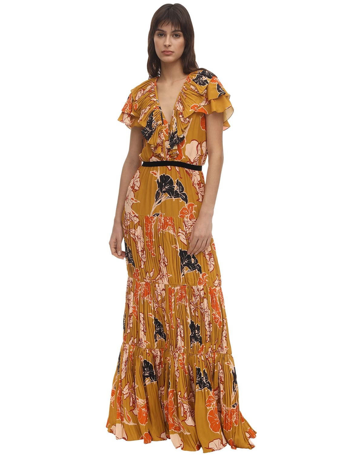 Langes, Bedrucktes Kleid Aus Crepe De Chine - JOHANNA ORTIZ - Modalova