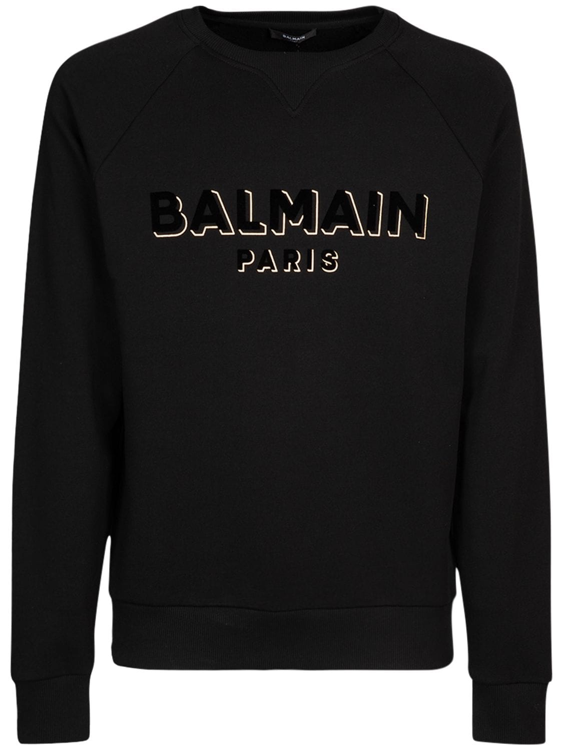 Sweatshirt Mit Beflocktem Und Foliertem Logo - BALMAIN - Modalova