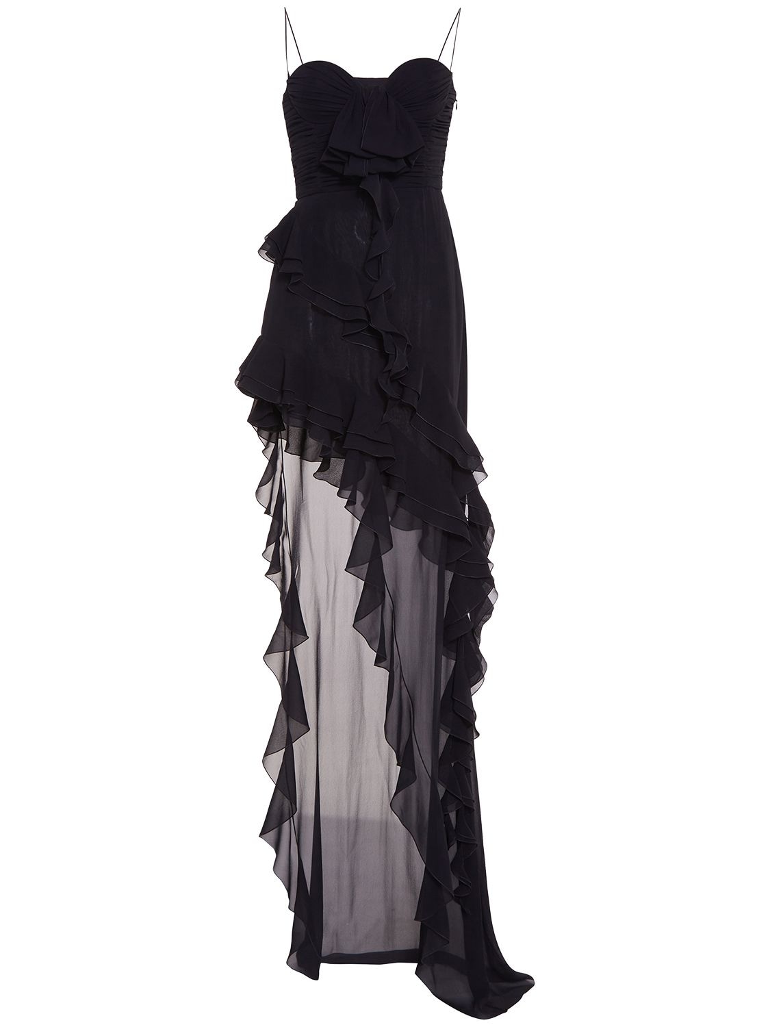 Asymmetrical Ruffle Silk Georgette Dress - ALESSANDRA RICH - Modalova