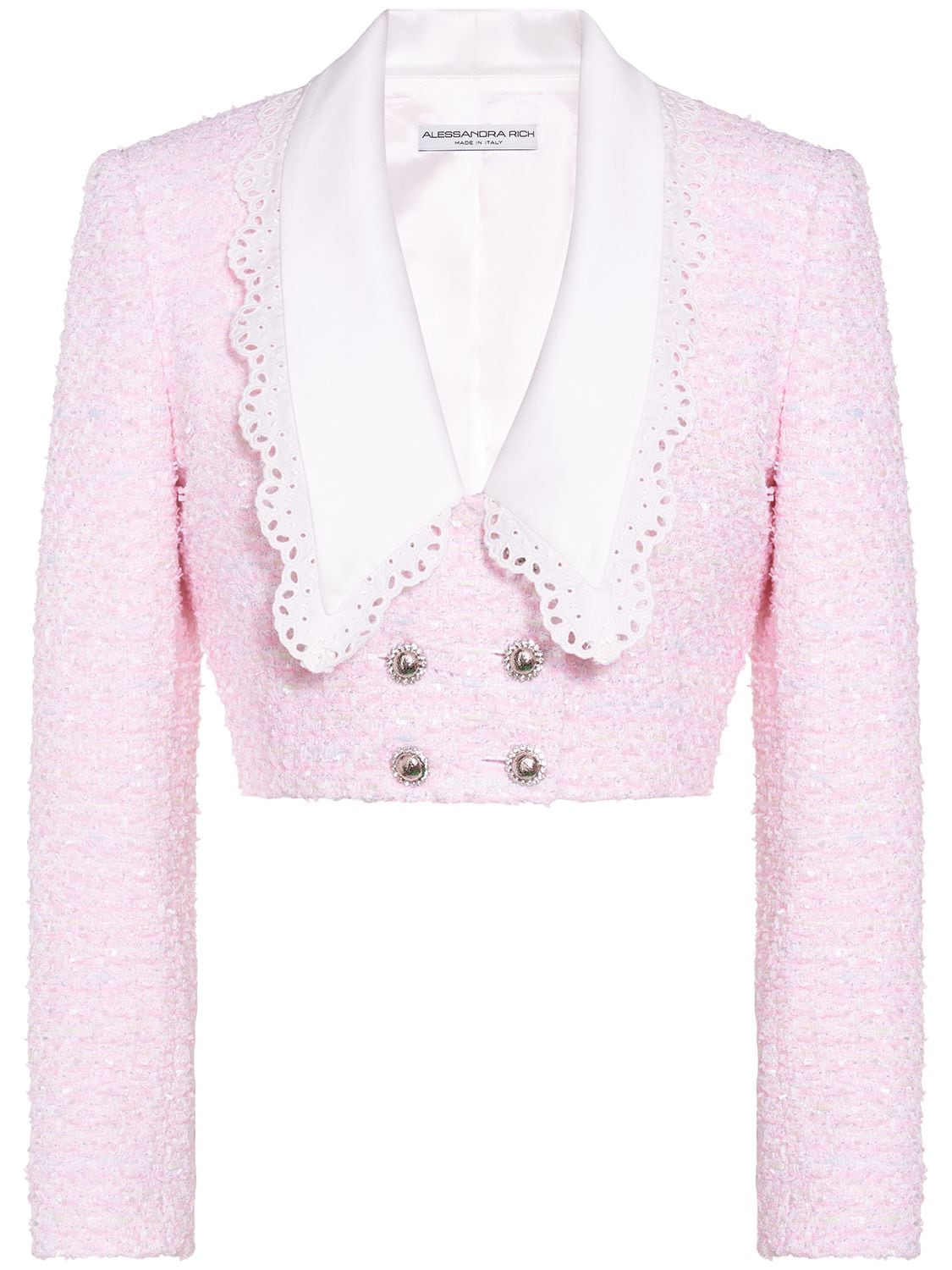 Tweed Lurex Crop Blazer W/ Collar - ALESSANDRA RICH - Modalova