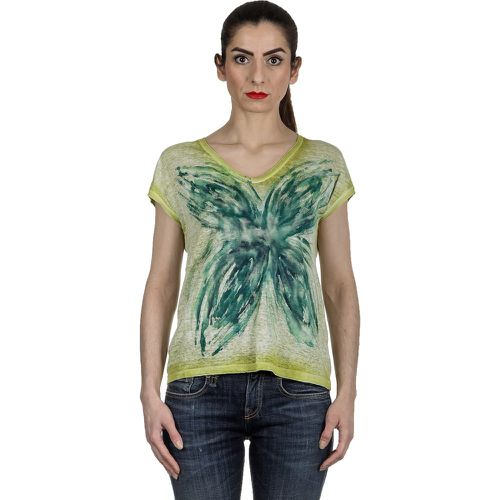 Damen V-Neck T-Shirt mit handbemalten Print - Avant Toi - Modalova