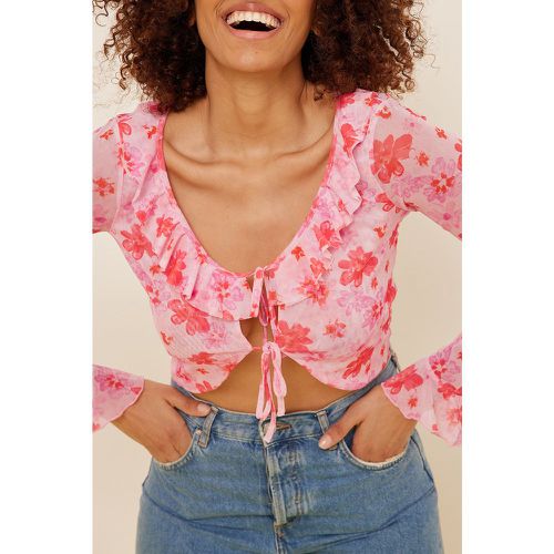 Bedruckte Bluse mit Rüschendetail - Pink,Flower - Misslisibell x NA-KD - Modalova