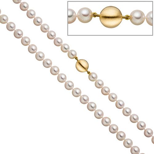 Perlenkette aus Akoya Perlen 45 cm Schließe 925 Silber gold vergoldet matt - SIGO - Modalova