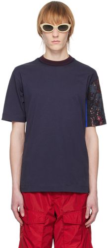 Navy Patchwork Sleeve T-Shirt - Dries Van Noten - Modalova