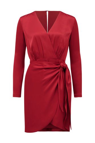 Ava Satin Sarong Mini Dress Red - Forever New - Modalova